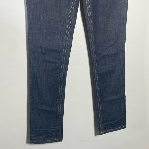 MEK Avalon Cigarette Jeans NWT Women's 29 Dark Blue Denim Embroidered Low Rise - Picture 4 of 17